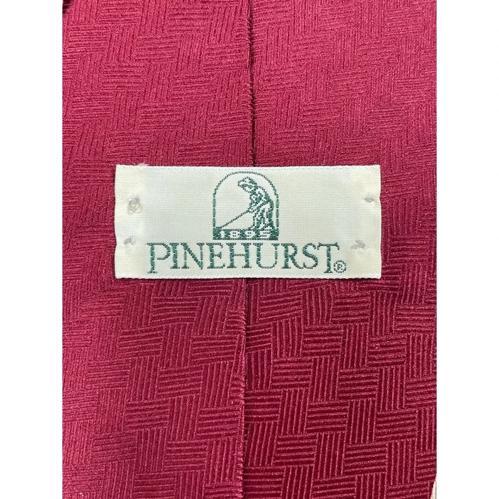 Pinehurst Golf Men's Tie Silk USA Scenic Course #2 Layout Burgundy Red Scorer